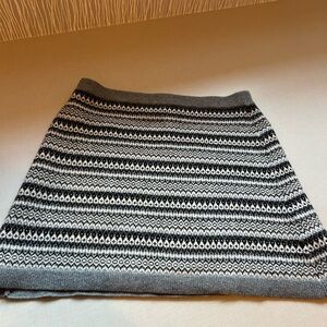 J. Crew 100% Cashmere Black Grey and White Patterned Skirt